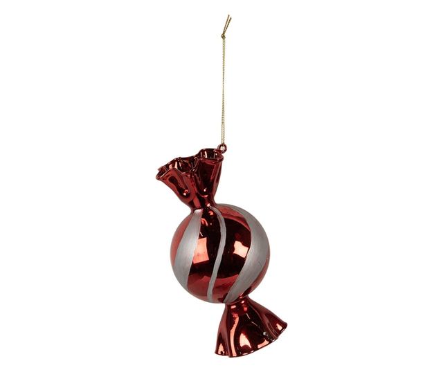 6 darabos karácsonyfadísz készlet, piros és ezüst üveg, 7x13 cm