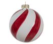 6 darabos karácsonyfa gömb szett, fehér és piros üveg, 6x6 cm