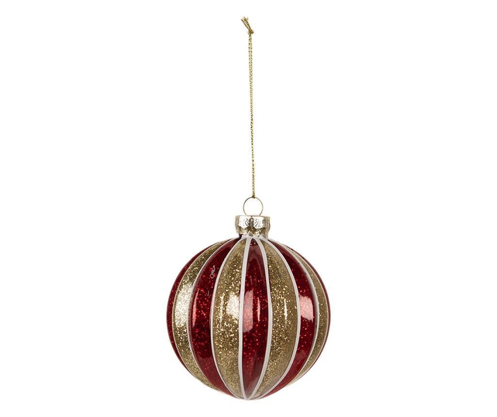 6 darabos karácsonyfadísz készlet, piros és arany üveg, 8x8 cm - 2