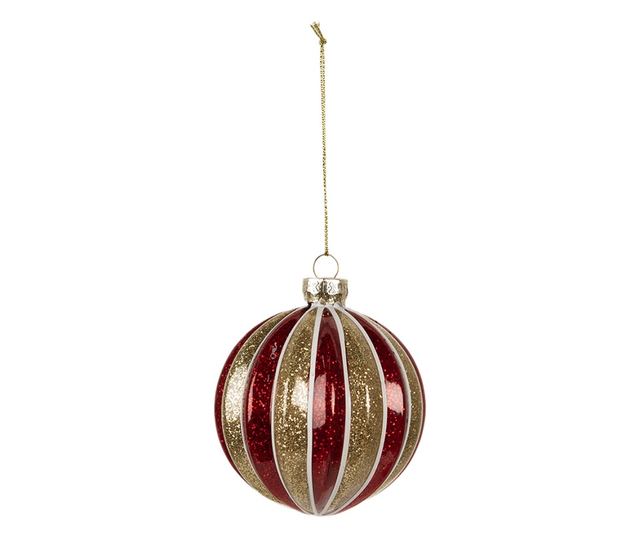12 darabos karácsonyfadísz készlet, piros és arany üveg, 10x10 cm
