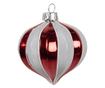 6 darabos karácsonyfadísz készlet, piros és fehér üveg, 8x8 cm thumbnail 1