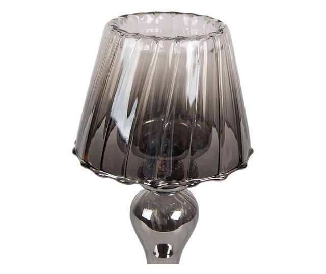 Szürke üveg gyertyatartó 9x22 cm