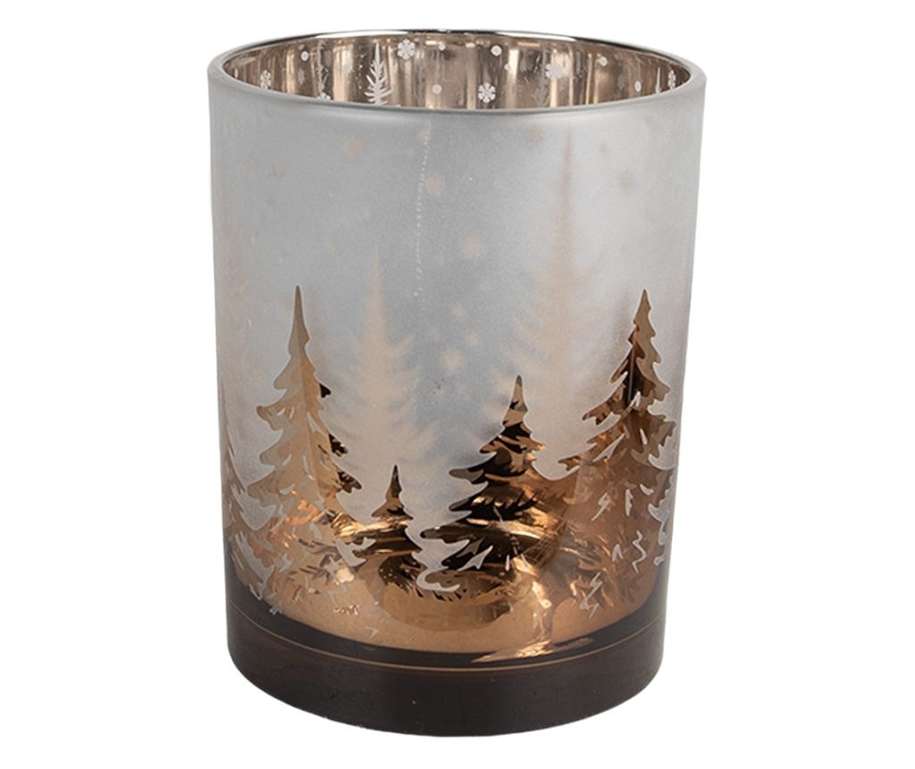 3 darabos karácsonyi gyertyatartó szett, arany és fehér üveg - 2