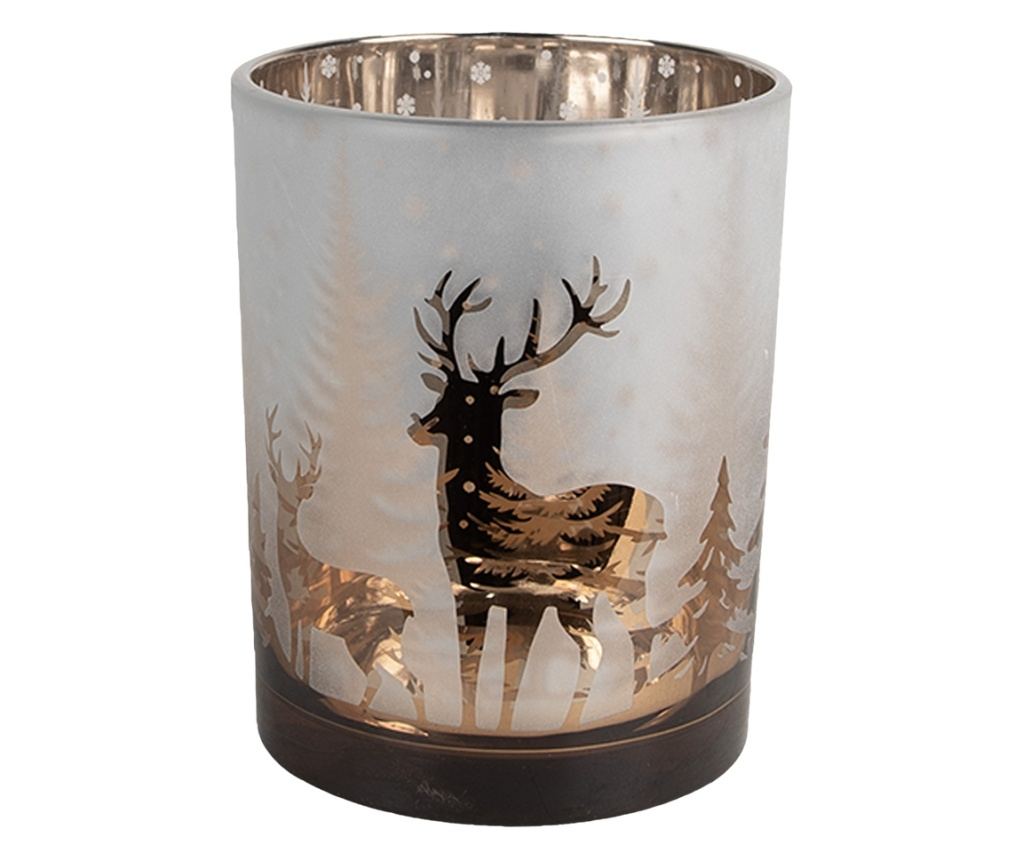 3 darabos karácsonyi gyertyatartó szett, arany és fehér üveg - 3