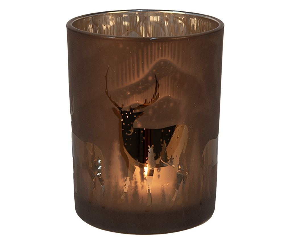 Barna üveg karácsonyi gyertya 10x12 cm - 2