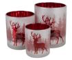 3 darabos karácsonyi gyertyatartó szett, fehér és piros üveg thumbnail 1
