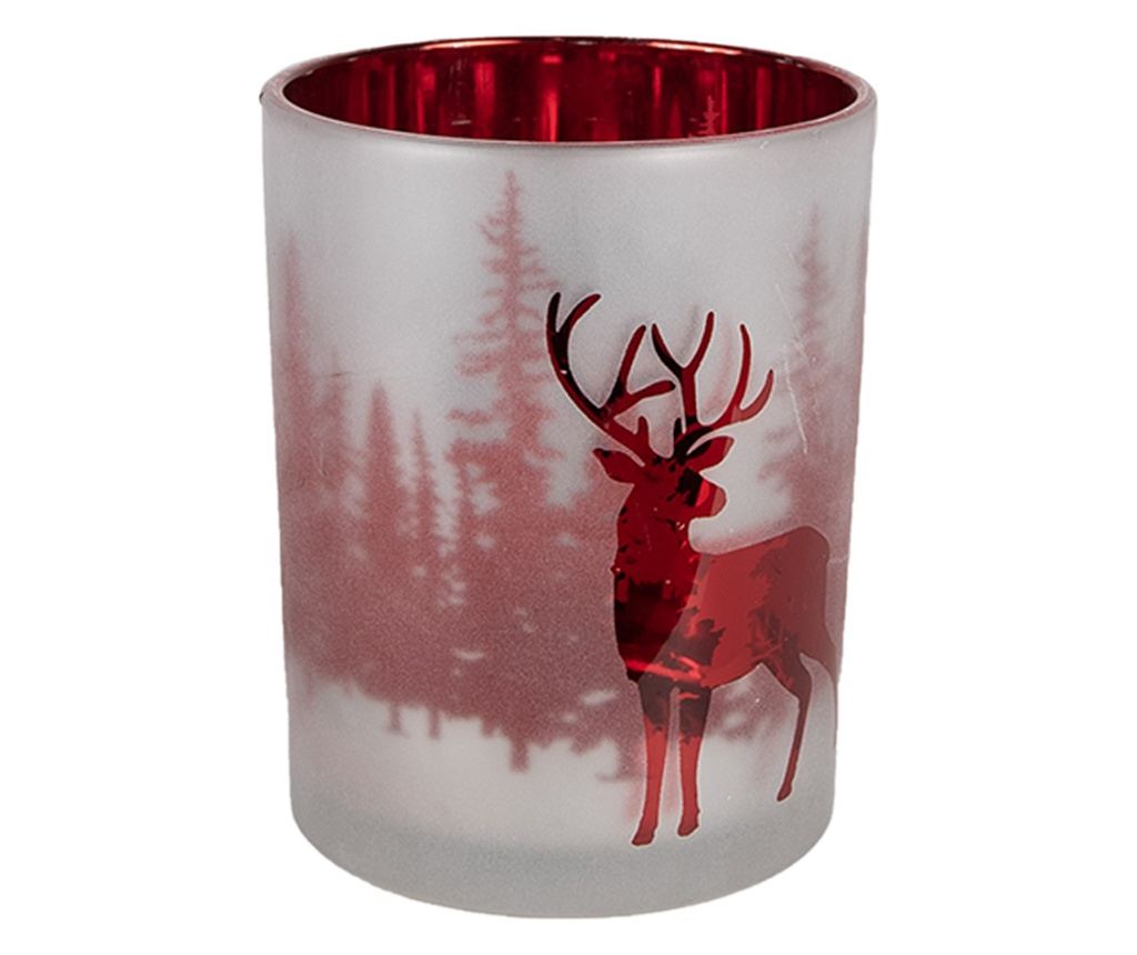 3 darabos karácsonyi gyertyatartó szett, fehér és piros üveg - 3