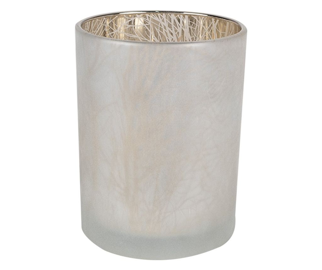 3 darabos karácsonyi gyertyatartó szett, üveg, fehér és arany - 2