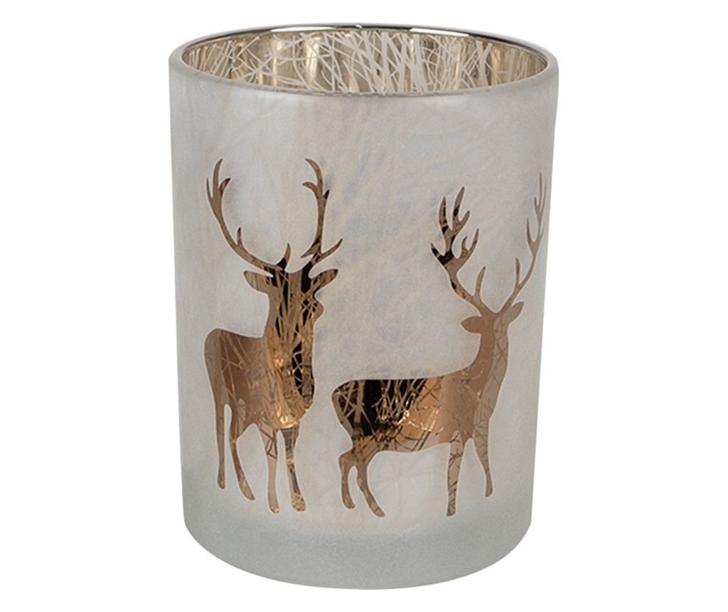 3 darabos karácsonyi gyertyatartó szett, üveg, fehér és arany - 3