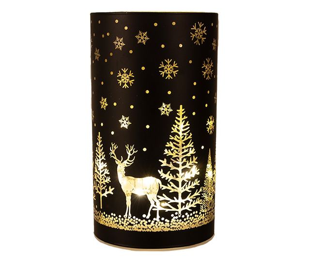 Arany Fekete Üveg Karácsonyi Gyertya LED-del 8x12 cm