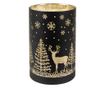 Fekete és arany üveg karácsonyi gyertya LED-del 9x16 cm thumbnail 1