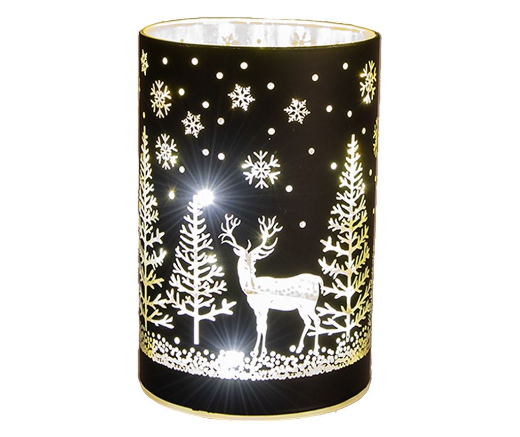 Fekete és arany üveg karácsonyi gyertya LED-del 9x16 cm - 2