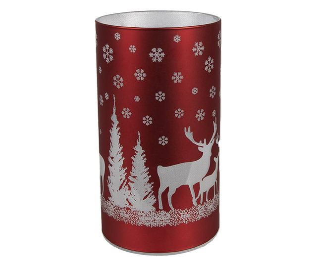 Piros és fehér üveg karácsonyi gyertya LED-del 8x12 cm