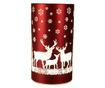 Piros és fehér üveg karácsonyi gyertya LED-del 8x12 cm