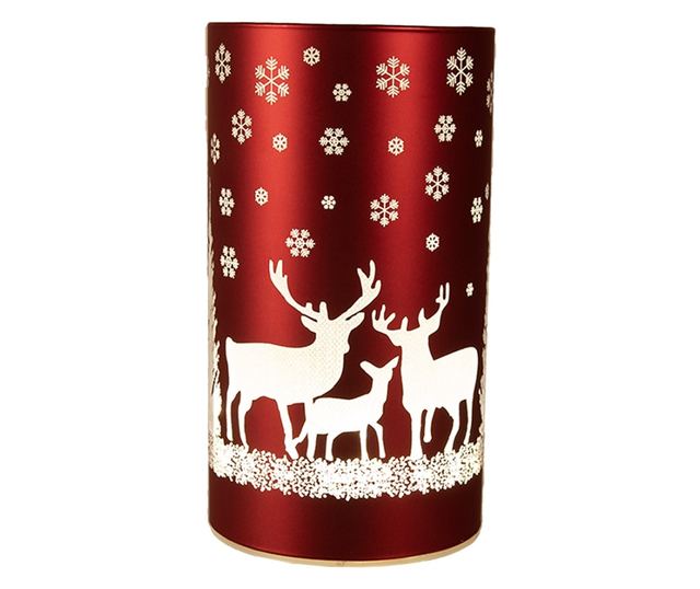 Piros és fehér üveg karácsonyi gyertya LED-del 8x12 cm