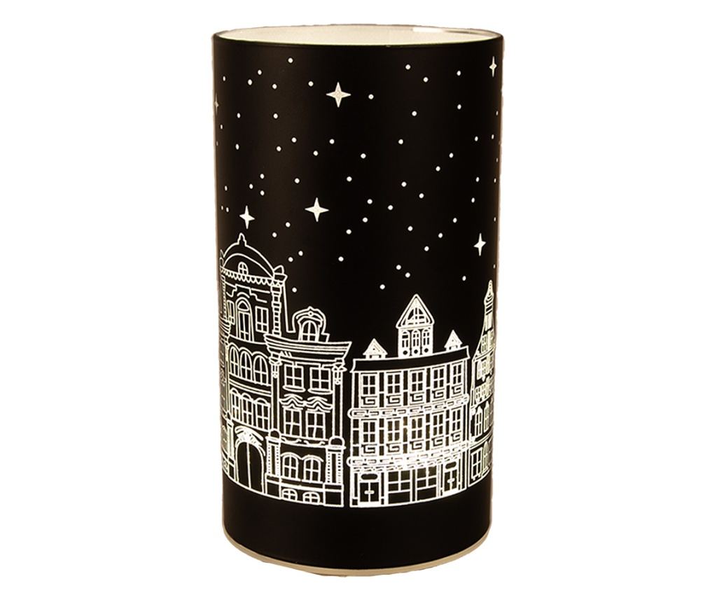 Karácsonyi gyertya fekete ezüst üveg LED-del 8x12 cm - 2