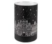 Fehér és fekete üveg karácsonyi gyertya LED-del 9x16 cm thumbnail 1