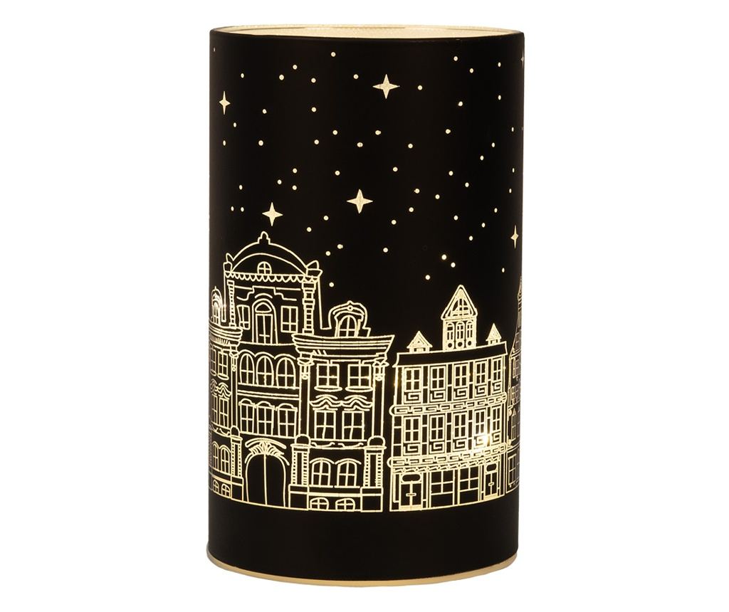 Fehér és fekete üveg karácsonyi gyertya LED-del 9x16 cm - 2