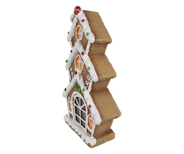 Mézeskalács ház, többszínű polirezin LED-del, 24x11x41 cm