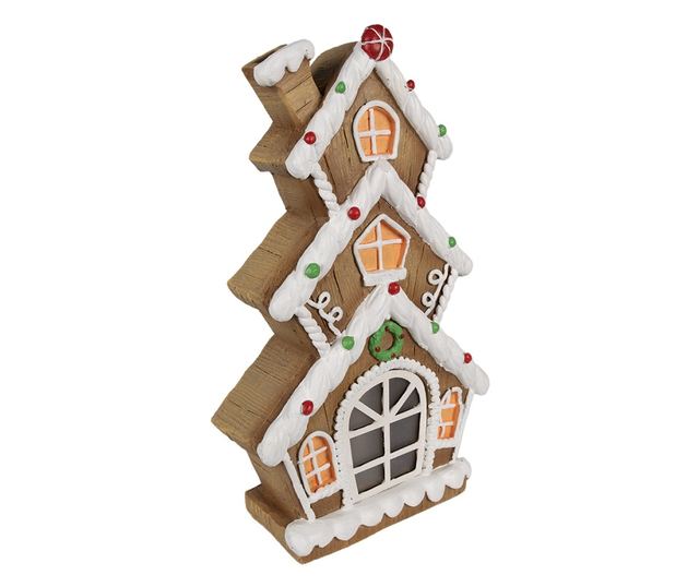 Mézeskalács ház, többszínű polirezin LED-del, 24x11x41 cm