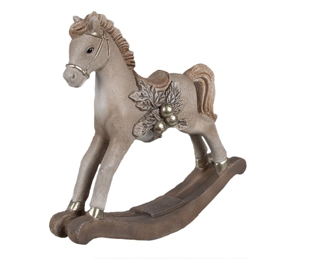 Karácsonyi ló figura, bézs polyresin, 17x5x16 cm - 2