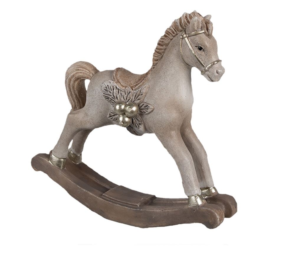 Karácsonyi ló figura, bézs polyresin, 17x5x16 cm - 3