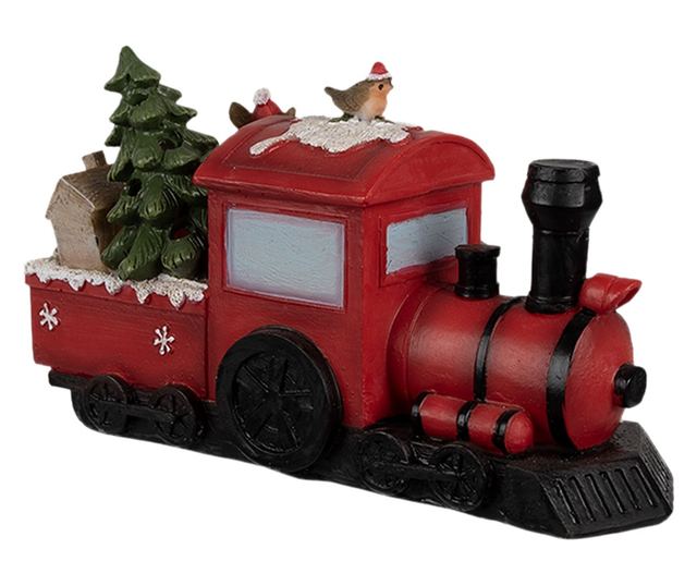 Karácsonyi vonat, polirezin, többszínű, LED-del, 19x7x10 cm