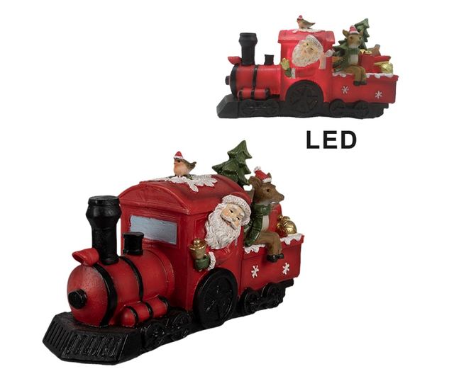 Karácsonyi vonat, polirezin, többszínű, LED-del, 19x7x10 cm
