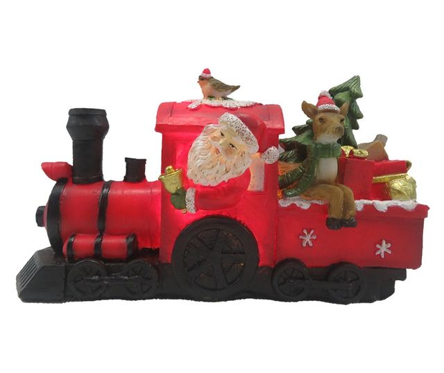 Karácsonyi vonat, polirezin, többszínű, LED-del, 19x7x10 cm