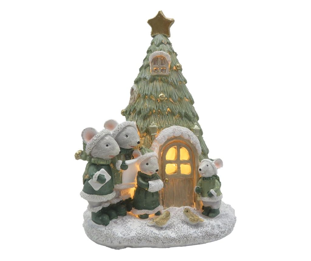 Többszínű műgyanta karácsonyi figura LED-del 12x11x17 cm - 3