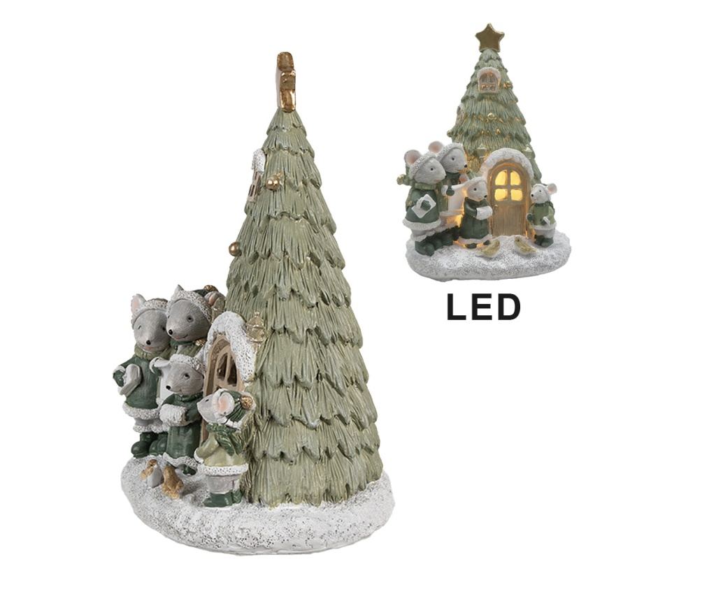 Többszínű műgyanta karácsonyi figura LED-del 12x11x17 cm - 4