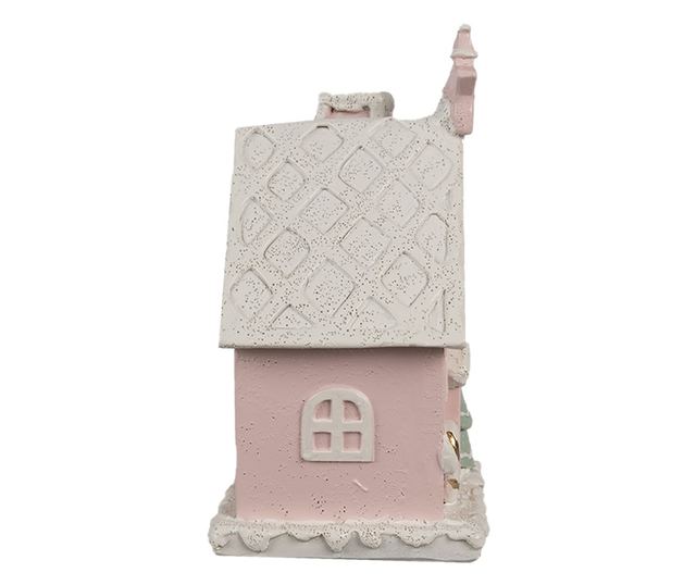 Mézeskalács házikó, többszínű polirezin LED-del, 10x8x15 cm