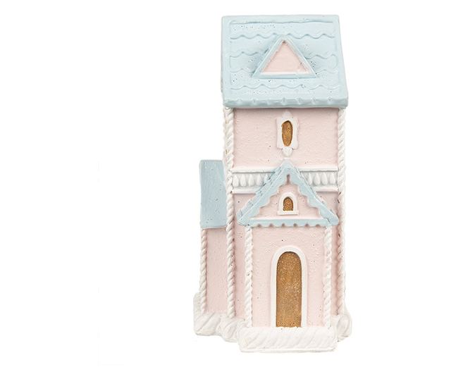 Mézeskalács ház, többszínű polyresin LED-del, 10x8x16 cm