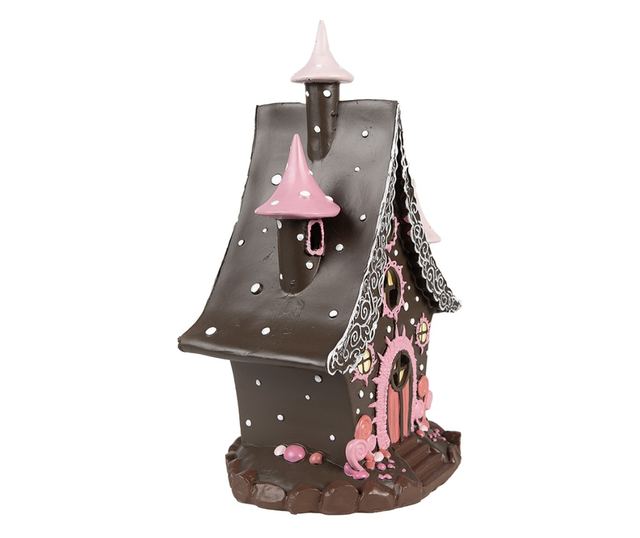 Mézeskalács ház, többszínű polirezin LED-del, 16x13x26 cm