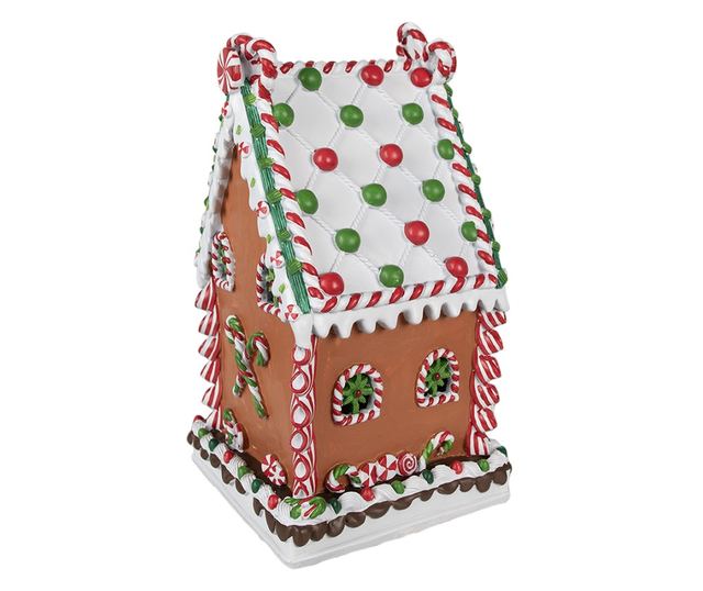 Mézeskalács házikó, többszínű polyresin, 20x20x37 cm