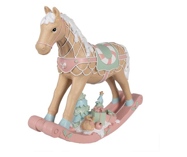 Karácsonyi ló figura, többszínű műgyanta, 41x10x37 cm