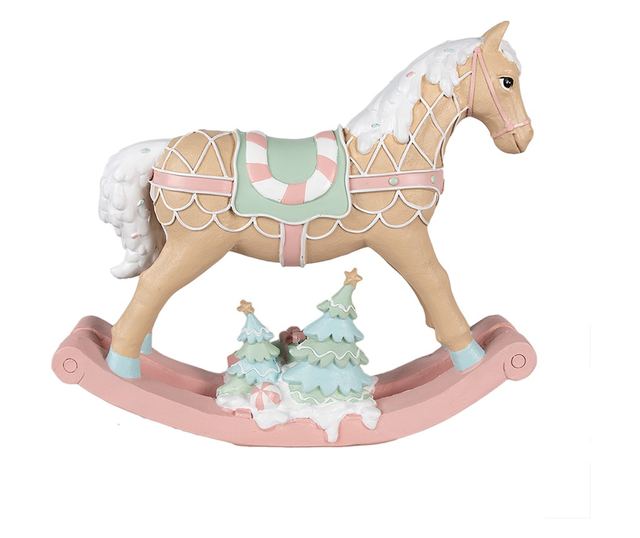 Karácsonyi ló figura, többszínű műgyanta, 41x10x37 cm