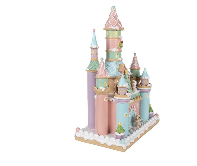 Mézeskalács házikó, többszínű műgyanta, 27x18x42 cm