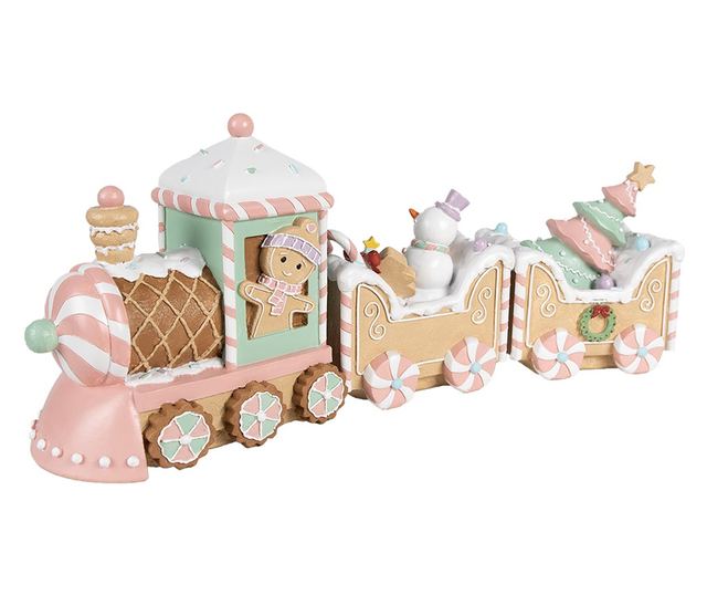 Többszínű műgyanta karácsonyi vonat dekoráció 45x12x19 cm