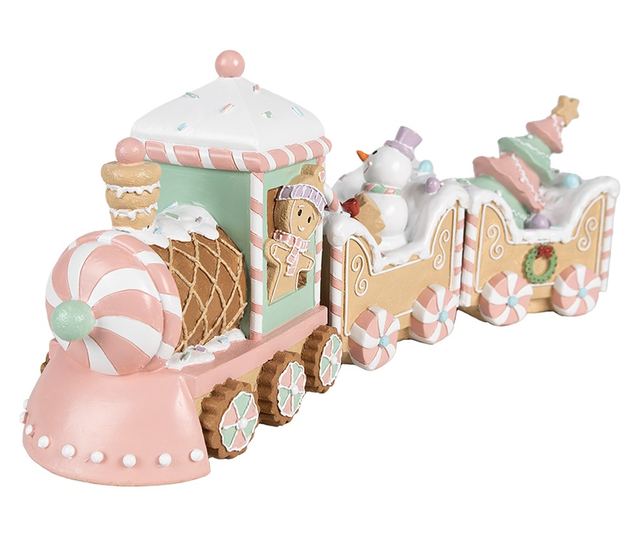 Többszínű műgyanta karácsonyi vonat dekoráció 45x12x19 cm