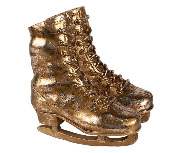 Arany színű műgyanta korcsolya dekoráció 15x12x17 cm