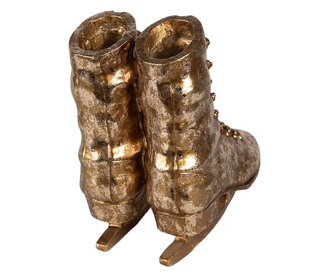 Arany színű műgyanta korcsolya dekoráció 15x12x17 cm