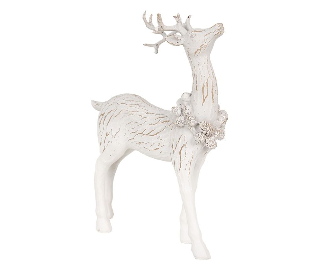 Fehér műgyanta rénszarvas figura 13x5x19 cm - 2