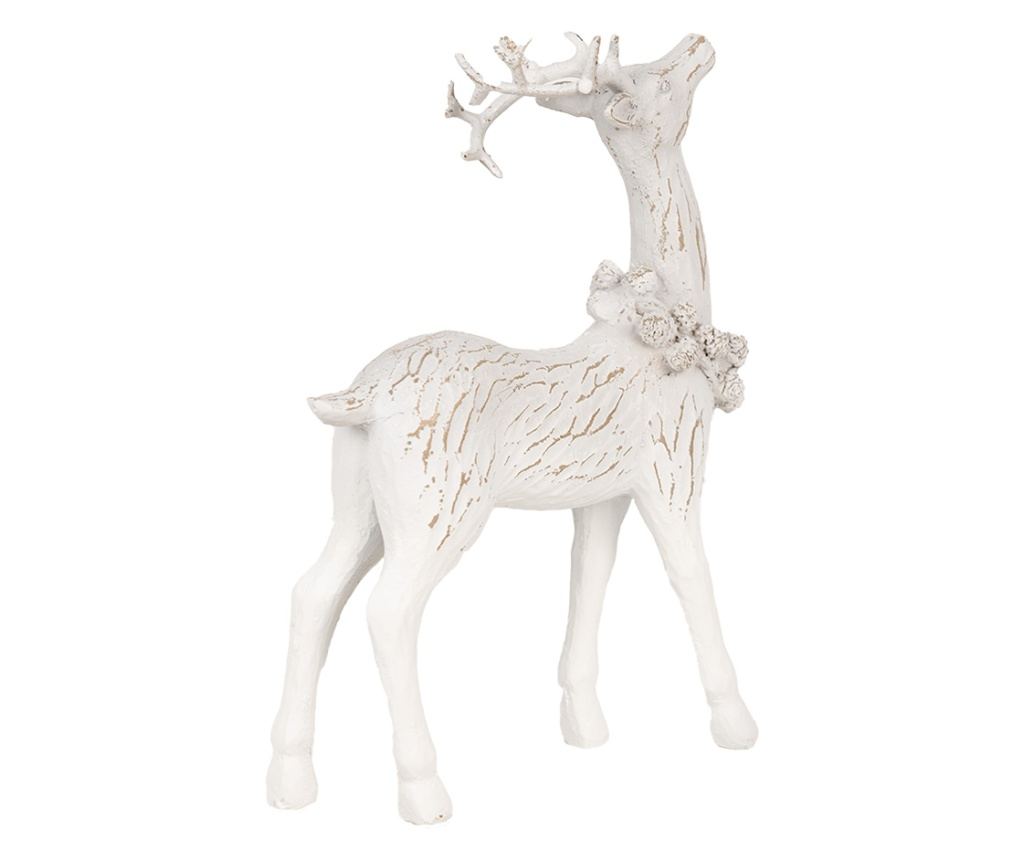 Fehér műgyanta rénszarvas figura 13x5x19 cm - 3