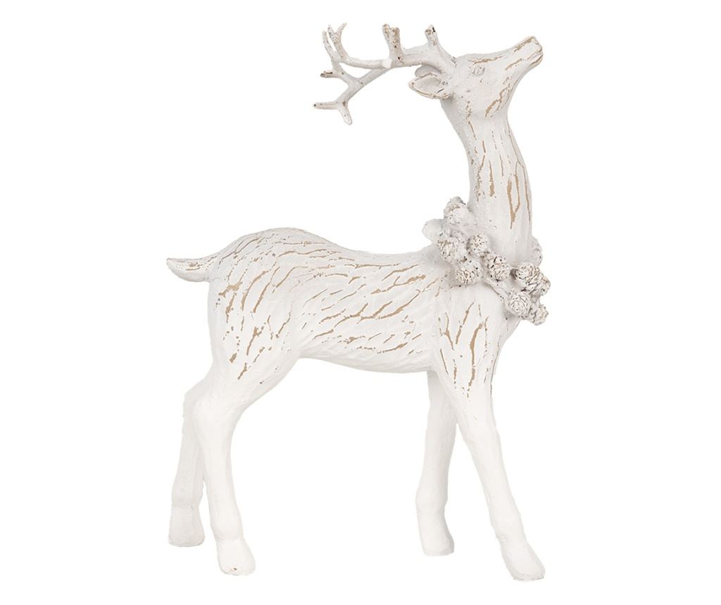 Fehér műgyanta rénszarvas figura 13x5x19 cm - 4