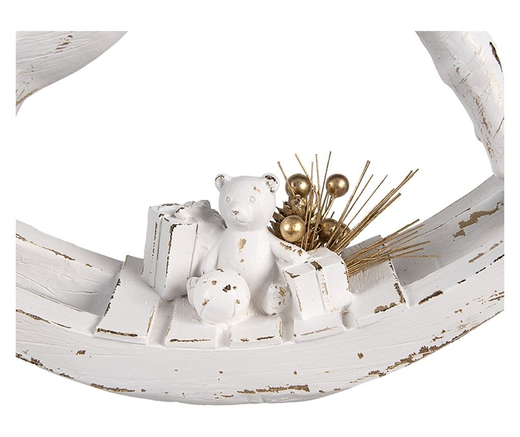 Fehér és arany színű műgyanta karácsonyi ló figura, 25x25 cm - 3