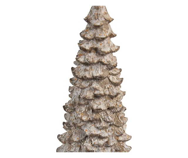 White and Brown Polyresin Christmas Tree, 13x30 cm