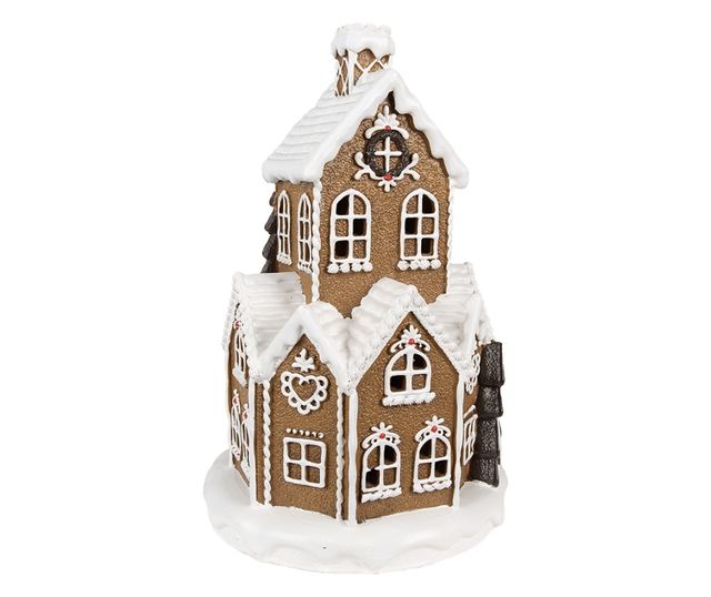 Mézeskalács ház, többszínű polyresin LED-del, 21x33 cm