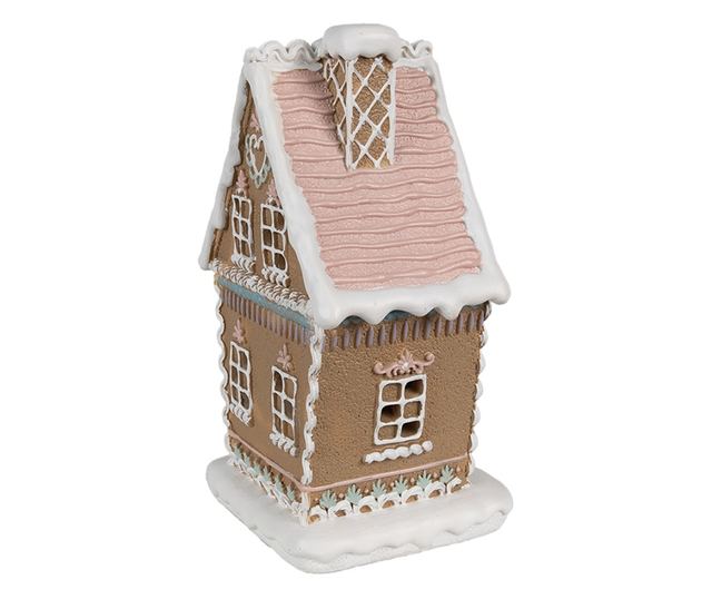 Mézeskalács ház, többszínű polyresin LED-del, 13x10x21 cm