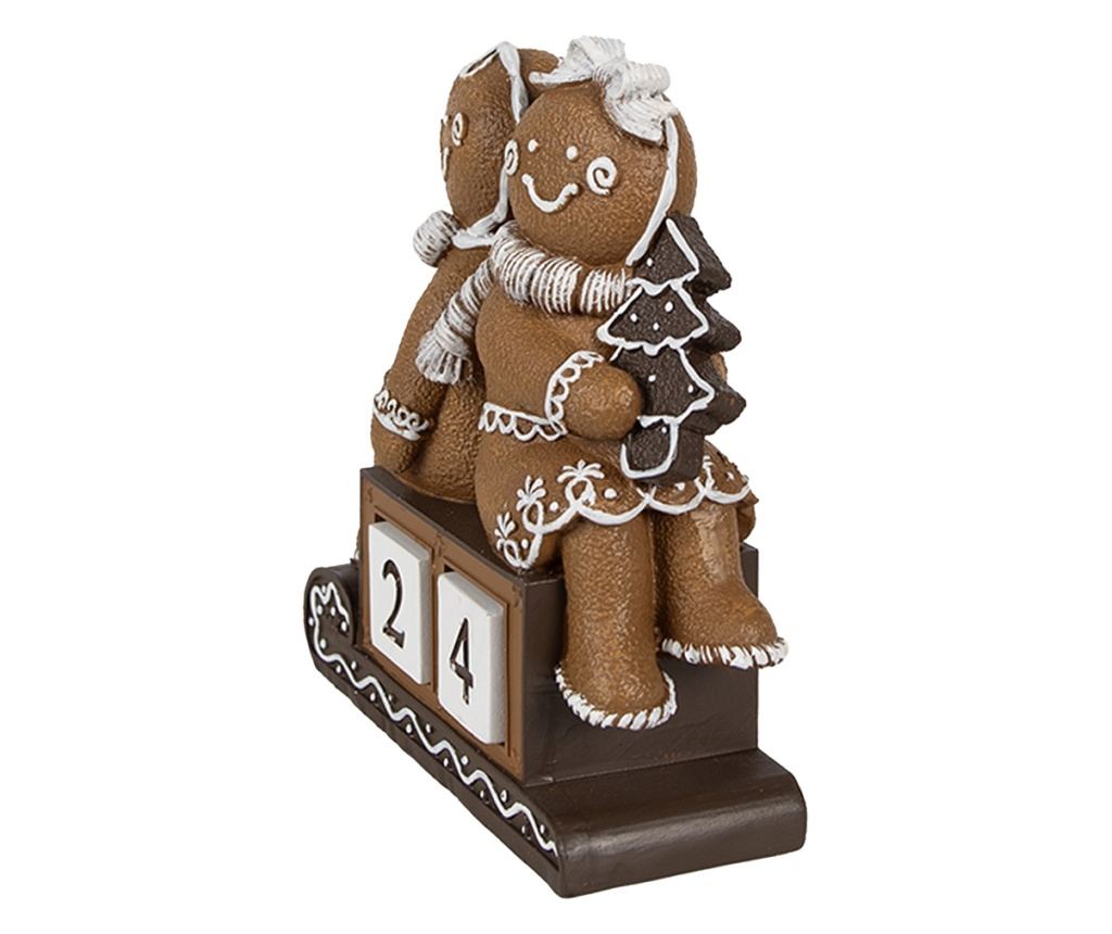 Mézeskalács Polirezin Adventi Naptár, Barna és Fehér, 11x4x13 cm - 3